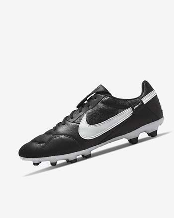 Black / White Nike The Premier 3 FG Men's Soccer Cleats | CA_4694