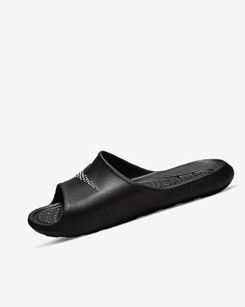 Black / White Nike Victori One Men's Slides | CA_5529
