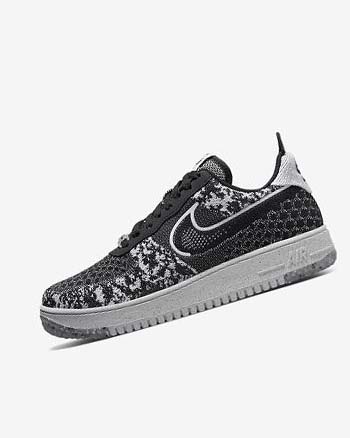 Black / White / Platinum / Black Nike Air Force 1 Crater Flyknit Next Nature Men's Sneakers | CA_4622