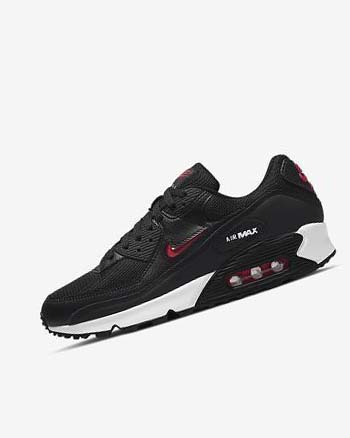 Black / White / Red Nike Air Max 90 Men's Casual Shoes | CA_2703