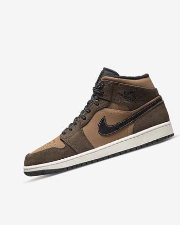 Dark Chocolate / Brown / Black / Red Nike Air Jordan 1 Mid SE Men's Sneakers | CA_5580