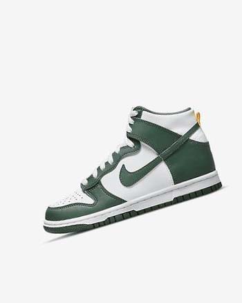 Green / Gold / White Nike Dunk High Girls' Shoes | CA_5092