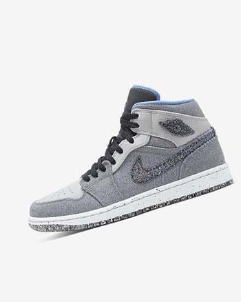 Grey / Black / Blue / Blue Nike Air Jordan 1 Mid SE Men's Sneakers | CA_3222