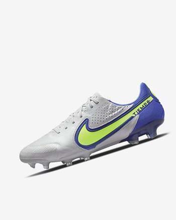Grey / Blue Nike Tiempo Legend 9 Elite FG Men's Soccer Cleats | CA_5032