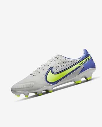 Grey / Blue Nike Tiempo Legend 9 Pro FG Men's Soccer Cleats | CA_2551