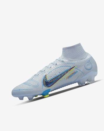 Grey / Light Blue / Blue / Blue Nike Mercurial Superfly 8 Elite FG Men's Soccer Cleats | CA_2320