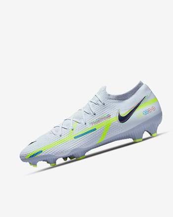 Grey / Light Blue / Blue Nike Phantom GT2 Pro FG Men's Soccer Cleats | CA_4586