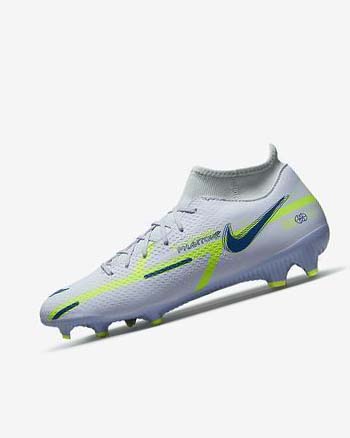 Grey / Light Blue / Dark Blue Nike Phantom GT2 Academy Dynamic Fit MG Men's Soccer Cleats | CA_2875