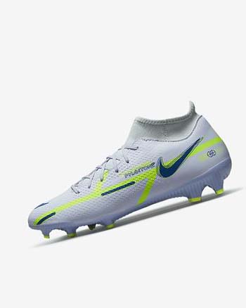Grey / Light Blue / Dark Blue Nike Phantom GT2 Academy Dynamic Fit MG Women's Soccer Cleats | CA_5220