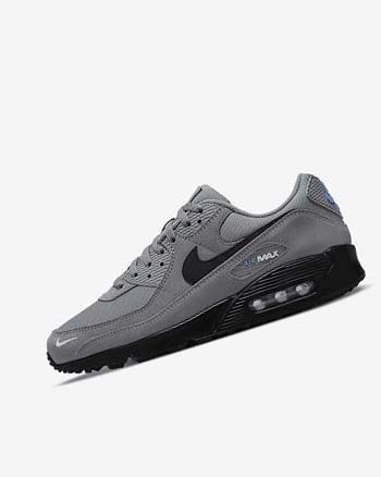 Grey / Light Blue / Metal Silver / Black Nike Air Max 90 Men's Casual Shoes | CA_2400