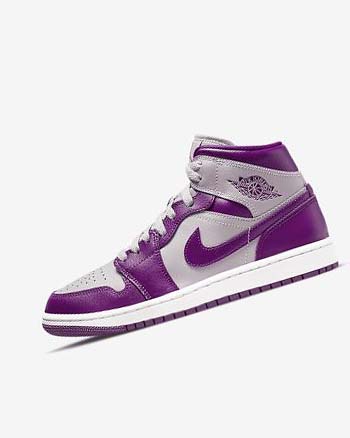 Grey / Red Purple Nike Air Jordan 1 Mid Women's Sneakers | CA_5211