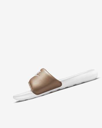 Metal Red Brown / White / White Nike Victori One Women's Slides | CA_2665