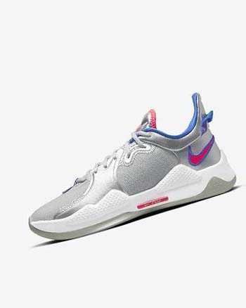 Metal Silver / Royal / Red Nike PG 5 Men's Basketball Shoes | CA_4860