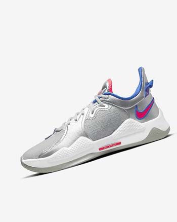 Metal Silver / Royal / Red Nike PG 5 Women's Basketball Shoes | CA_3021