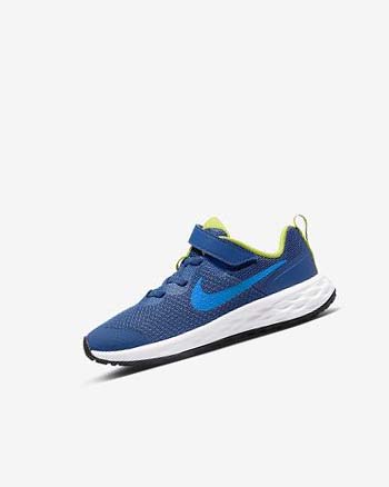 Navy / Green / Blue Nike Revolution 6 Girls' Running Shoes | CA_5348