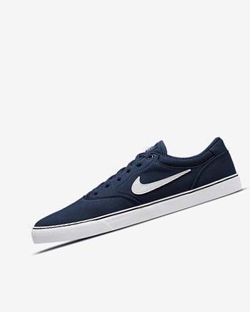 Navy / Navy / Black / White Nike SB Chron 2 Canvas Men's Skate Shoes | CA_2834