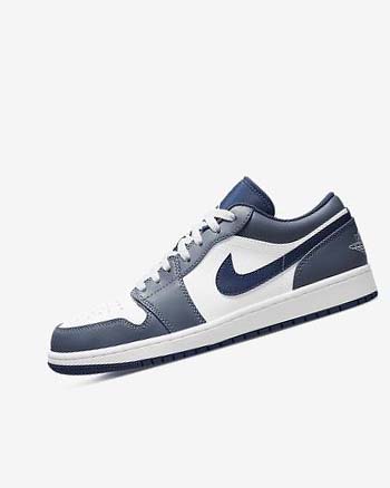 Navy / White Nike Air Jordan 1 Low Men's Sneakers | CA_4825