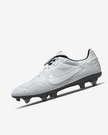 Platinum / Black / Metal Gold / White Nike The Premier 3 SG-PRO Anti-Clog Traction Men's Soccer Cleats | CA_3012