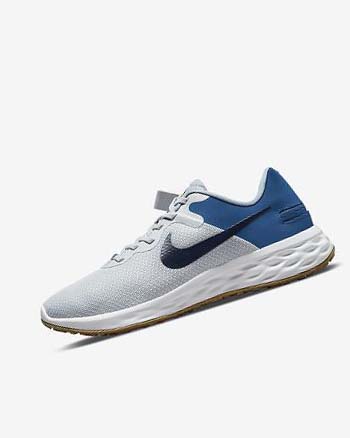 Platinum / Dark Blue / Blue / Blue Nike Revolution 6 FlyEase Next Nature Men's Running Shoes | CA_2667