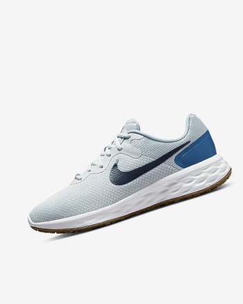 Platinum / Dark Blue / Blue / Blue Nike Revolution 6 Men's Running Shoes | CA_2747