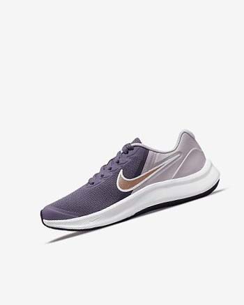 Purple / Grey / Metal Red Brown Nike Star Runner 3 Girls' Running Shoes | CA_5238