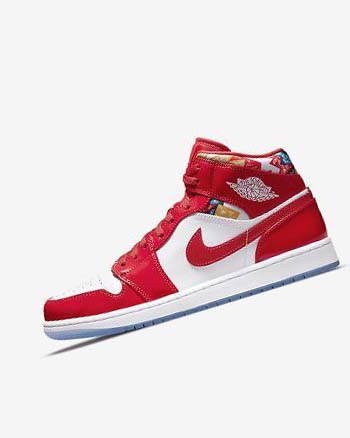Red / Navy / White Nike Air Jordan 1 Mid SE Men's Sneakers | CA_2706