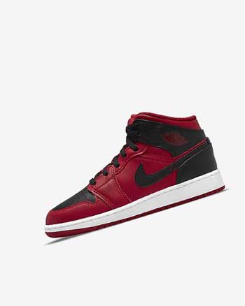 Red / White / Black Nike Air Jordan 1 Mid Boys' Sneakers | CA_5045