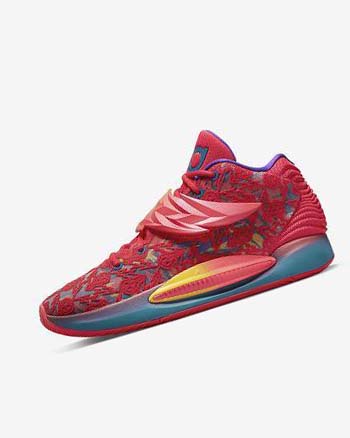Red / Yellow / Purple / Green Nike KD14 Men's Basketball Shoes | CA_2822