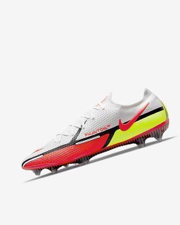 White / Black / Light Red Nike Phantom GT2 Elite FG Men's Soccer Cleats | CA_4561