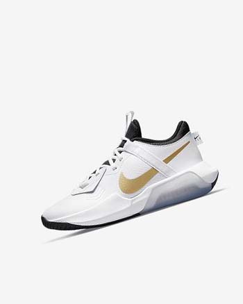 White / Black / Metal Gold Nike Air Zoom Crossover Girls' Basketball Shoes | CA_4931