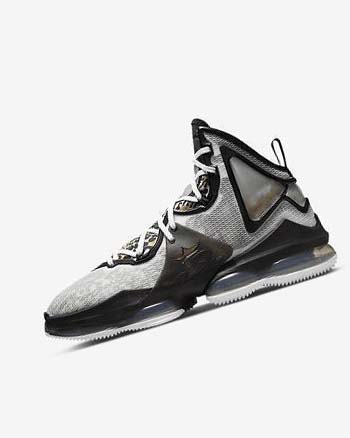 White / Black / Metal Gold Nike LeBron 19 Men's Basketball Shoes | CA_3265