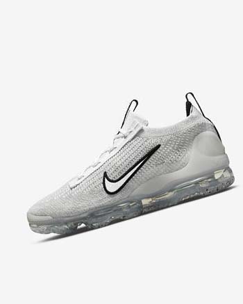 White / Black / Metal Silver / White Nike Air VaporMax 2021 FK Men's Sneakers | CA_3112