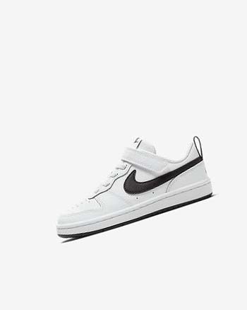 White / Black Nike Court Borough Low 2 Boys' Shoes | CA_2893