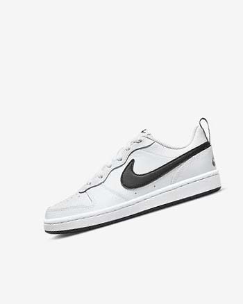White / Black Nike Court Borough Low 2 Boys' Shoes | CA_5124