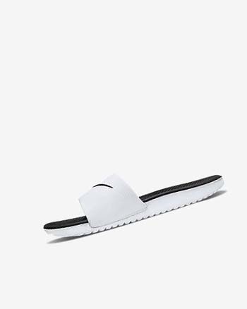 White / Black Nike Kawa Boys' Slides | CA_2446