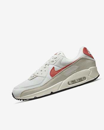 White / Black / Orange Nike Air Max 90 Women's Casual Shoes | CA_2373