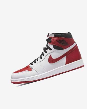 White / Black / Red Nike Air Jordan 1 Retro High OG Men's Sneakers | CA_4912