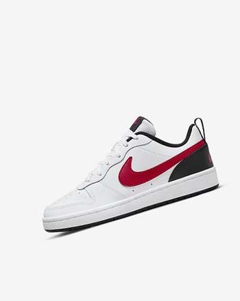 White / Black / Red Nike Court Borough Low 2 Boys' Shoes | CA_2823