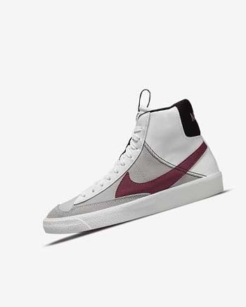 White / Black / White / Burgundy Nike Blazer Mid '77 SE Dance Boys' Sneakers | CA_2475