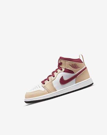 White Black / White / Red / Deep Yellow Nike Jordan 1 Mid Boys' Shoes | CA_2884