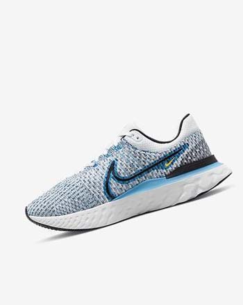 White / Blue / Blue / Black Nike React Infinity Run Flyknit 3 Men's Running Shoes | CA_2287