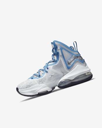 White / Blue / Blue Nike LeBron 19 Girls' Basketball Shoes | CA_2514