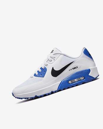 White / Blue / Platinum / Black Nike Air Max 90 G Women's Golf Shoes | CA_2547
