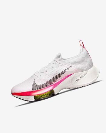 White / Coral / Pink / Black Nike Air Zoom Tempo NEXT% Flyknit Men's Running Shoes | CA_3078