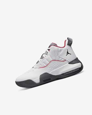 White / Deep Grey / Red / Black Nike Jordan Stay Loyal Boys' Basketball Shoes | CA_3047