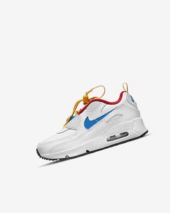 White / Gold / Red / Blue Nike Air Max 90 Toggle Boys' Casual Shoes | CA_2546