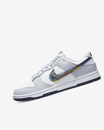White / Grey / Blue Nike Dunk Low Men's Sneakers | CA_2415