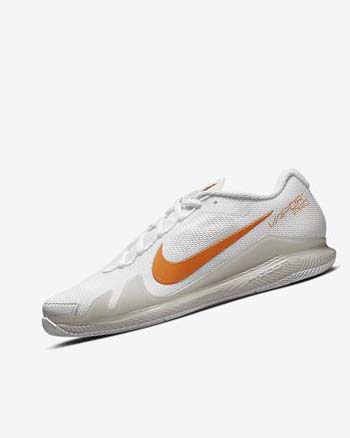 White / Light Beige / Blue Nike Court Air Zoom Vapor Pro Women's Tennis Shoes | CA_4988