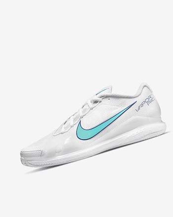 White / Light Beige / Deep Royal Blue / Turquoise Nike Court Air Zoom Vapor Pro Men's Tennis Shoes | CA_5082