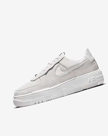 White / Light Beige / Pink Nike Air Force 1 Pixel Women's Sneakers | CA_2715